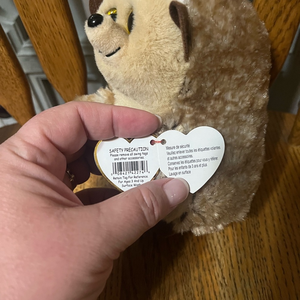 Ty Stuffed Animal - Brown and Cream Hedgehog - Picture 3 of 7